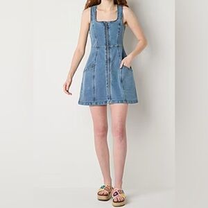 Arizona Zipped Front Stylish Blue Denim Dress